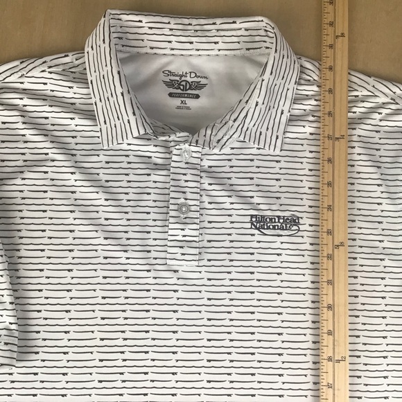 Straight Down Mens XL Performance Golf Polo Hilton Head National Surfboard Print - Picture 8 of 8